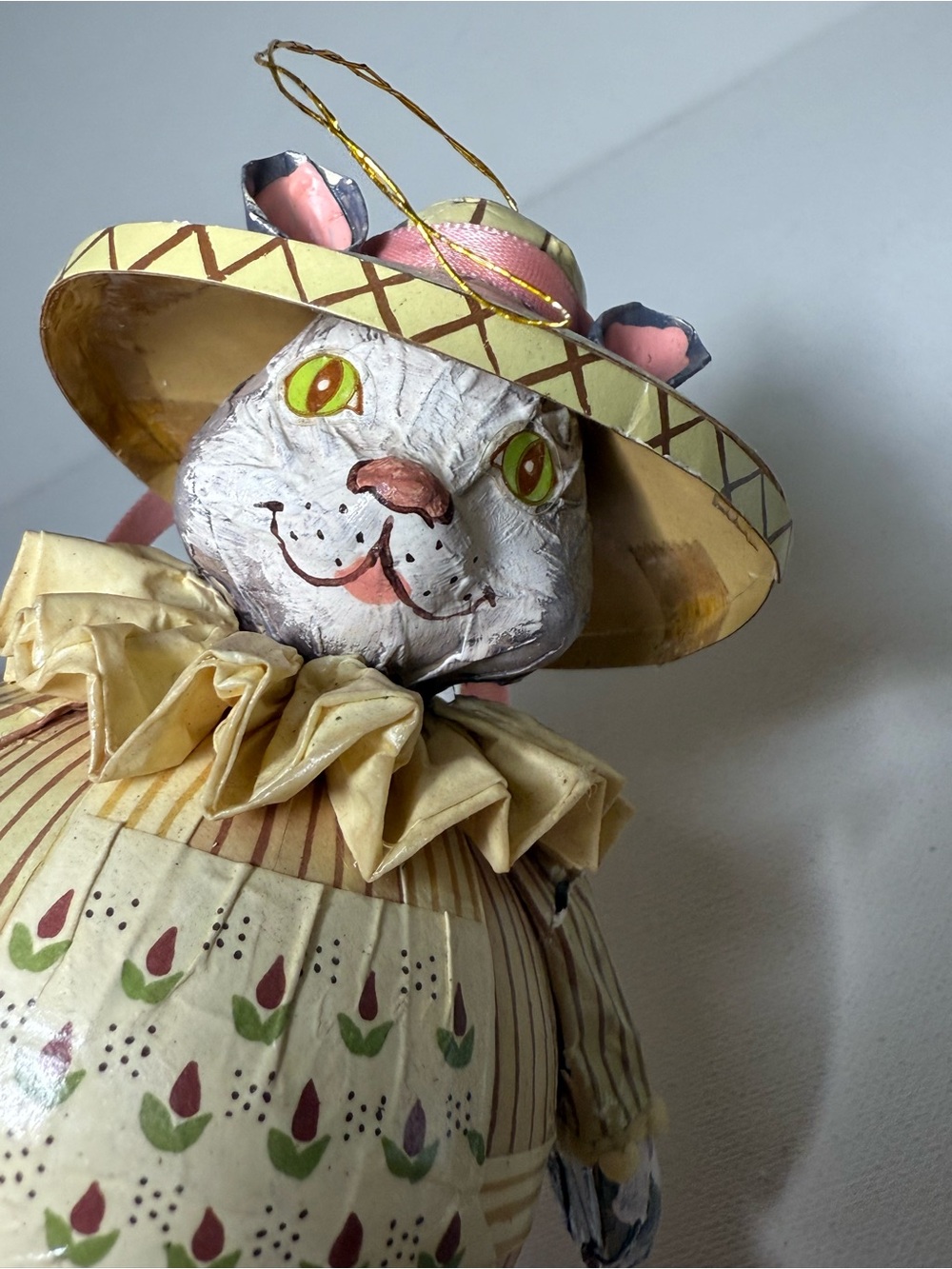Louis Nichole Kurt Adler Paper Mache Roly Poly Cat (2) Christmas Ornament 1983 - Picture 10 of 13